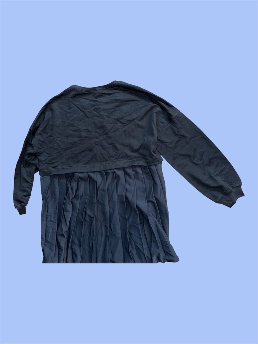 NWT Dokuritu Size XL Blue Sweatshirt Mixed Media Pleated Skirt Dress - Picture 4 of 7